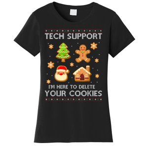 Christmas Tech Support Here To Delete Cookies Ugly Sweater Women's T-Shirt