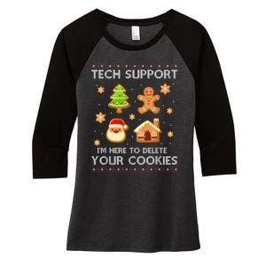 Christmas Tech Support Here To Delete Cookies Ugly Sweater Women's Tri-Blend 3/4-Sleeve Raglan Shirt