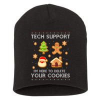 Christmas Tech Support Here To Delete Cookies Ugly Sweater Short Acrylic Beanie