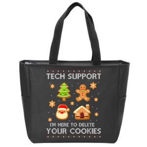 Christmas Tech Support Here To Delete Cookies Ugly Sweater Zip Tote Bag