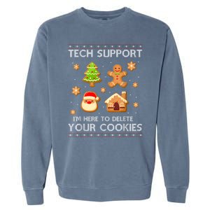 Christmas Tech Support Here To Delete Cookies Ugly Sweater Garment-Dyed Sweatshirt