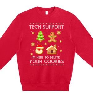 Christmas Tech Support Here To Delete Cookies Ugly Sweater Premium Crewneck Sweatshirt