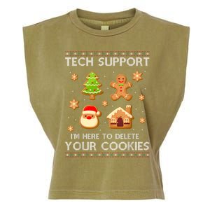 Christmas Tech Support Here To Delete Cookies Ugly Sweater Garment-Dyed Women's Muscle Tee