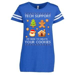 Christmas Tech Support Here To Delete Cookies Ugly Sweater Enza Ladies Jersey Football T-Shirt