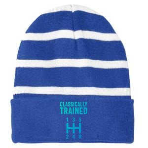 Classically Trained Stick Driver Ual Transmission Car Cute Gift Striped Beanie with Solid Band