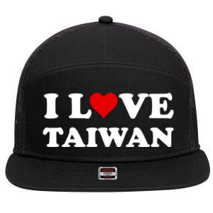 Country Travel Souvenir I Love Taiwan Gift 7 Panel Mesh Trucker Snapback Hat