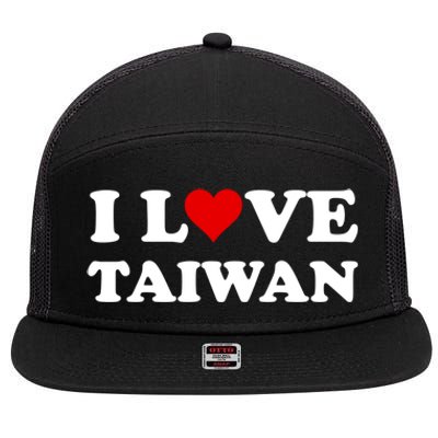 Country Travel Souvenir I Love Taiwan Gift 7 Panel Mesh Trucker Snapback Hat