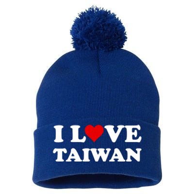 Country Travel Souvenir I Love Taiwan Gift Pom Pom 12in Knit Beanie