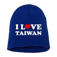 Country Travel Souvenir I Love Taiwan Gift Short Acrylic Beanie