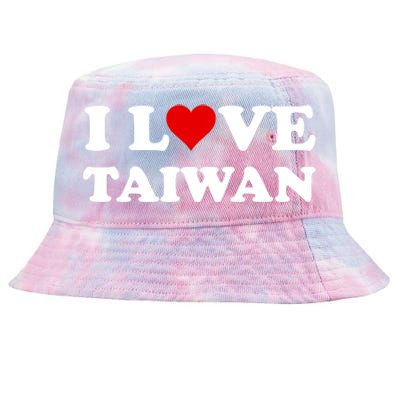 Country Travel Souvenir I Love Taiwan Gift Tie-Dyed Bucket Hat