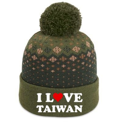 Country Travel Souvenir I Love Taiwan Gift The Baniff Cuffed Pom Beanie