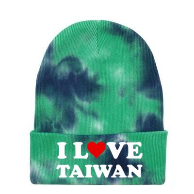 Country Travel Souvenir I Love Taiwan Gift Tie Dye 12in Knit Beanie