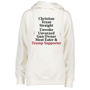 Christian Texan Straight Unwoke Gun Owner Trump Womens Funnel Neck Pullover Hood