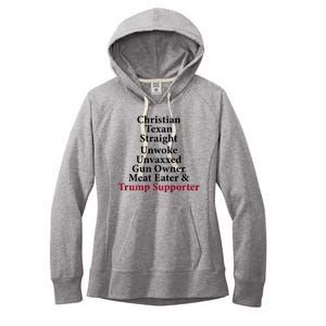 Christian Texan Straight Unwoke Gun Owner Trump Women's Fleece Hoodie