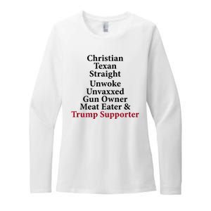 Christian Texan Straight Unwoke Gun Owner Trump Womens CVC Long Sleeve Shirt