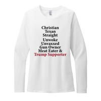 Christian Texan Straight Unwoke Gun Owner Trump Womens CVC Long Sleeve Shirt