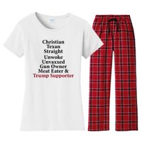 Christian Texan Straight Unwoke Gun Owner Trump Women's Flannel Pajama Set