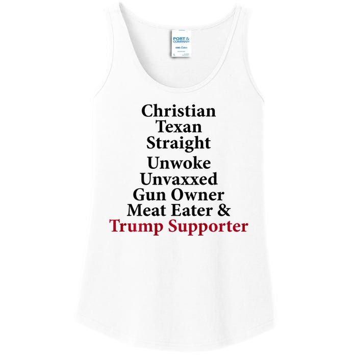 Christian Texan Straight Unwoke Gun Owner Trump Ladies Essential Tank