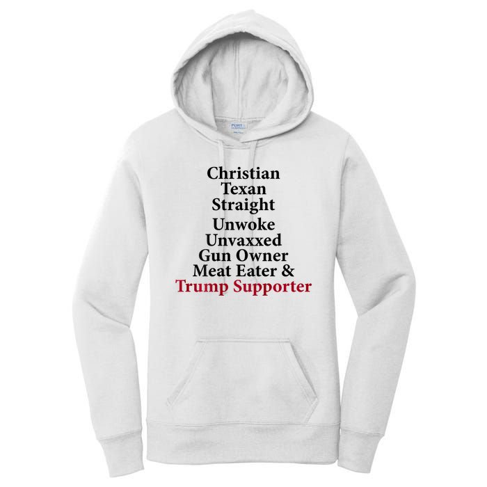 Christian Texan Straight Unwoke Gun Owner Trump Women's Pullover Hoodie