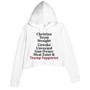 Christian Texan Straight Unwoke Gun Owner Trump Crop Fleece Hoodie