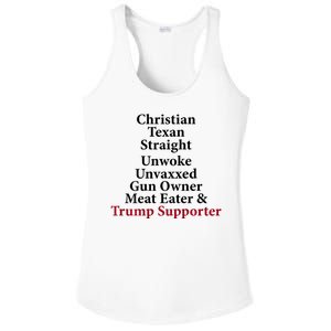 Christian Texan Straight Unwoke Gun Owner Trump Ladies PosiCharge Competitor Racerback Tank