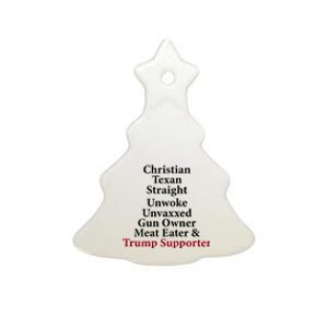 Christian Texan Straight Unwoke Gun Owner Trump Ceramic Tree Ornament