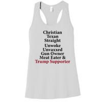 Christian Texan Straight Unwoke Gun Owner Trump Women's Racerback Tank