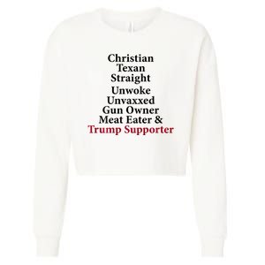 Christian Texan Straight Unwoke Gun Owner Trump Cropped Pullover Crew