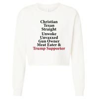 Christian Texan Straight Unwoke Gun Owner Trump Cropped Pullover Crew