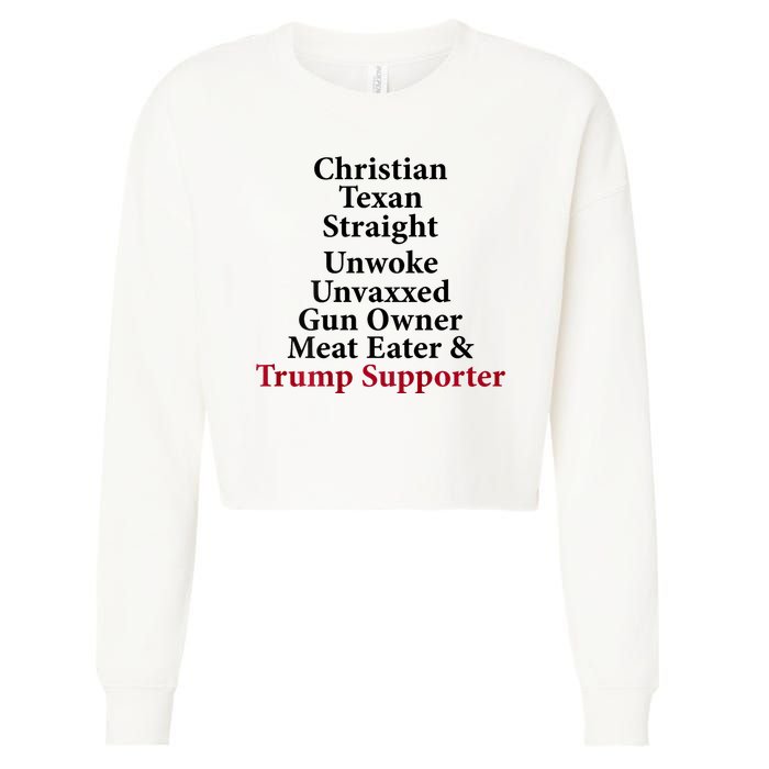 Christian Texan Straight Unwoke Gun Owner Trump Cropped Pullover Crew