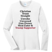 Christian Texan Straight Unwoke Gun Owner Trump Ladies Long Sleeve Shirt