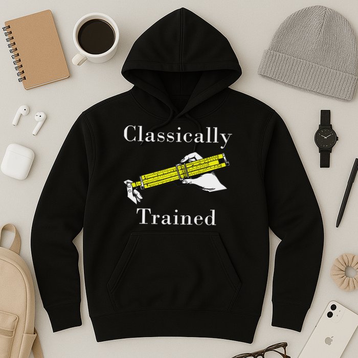 Classically Trained Slide Rule Retro Math Engineer Hoodie
