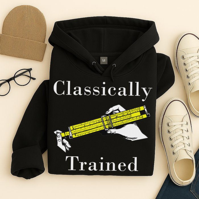 Classically Trained Slide Rule Retro Math Engineer Hoodie
