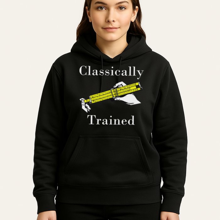 Classically Trained Slide Rule Retro Math Engineer Hoodie