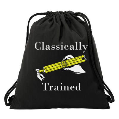 Classically Trained Slide Rule Retro Math Engineer Drawstring Bag
