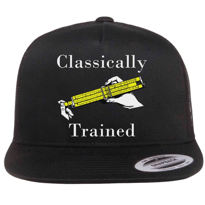 Classically Trained Slide Rule Retro Math Engineer Flat Bill Trucker Hat