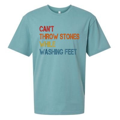 Can't Throw Stones While Washing Feet Vintage Funny Sayings Sueded Cloud Jersey T-Shirt