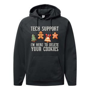 Christmas Tech Support Here To Delete Cookies Xmas Performance Fleece Hoodie