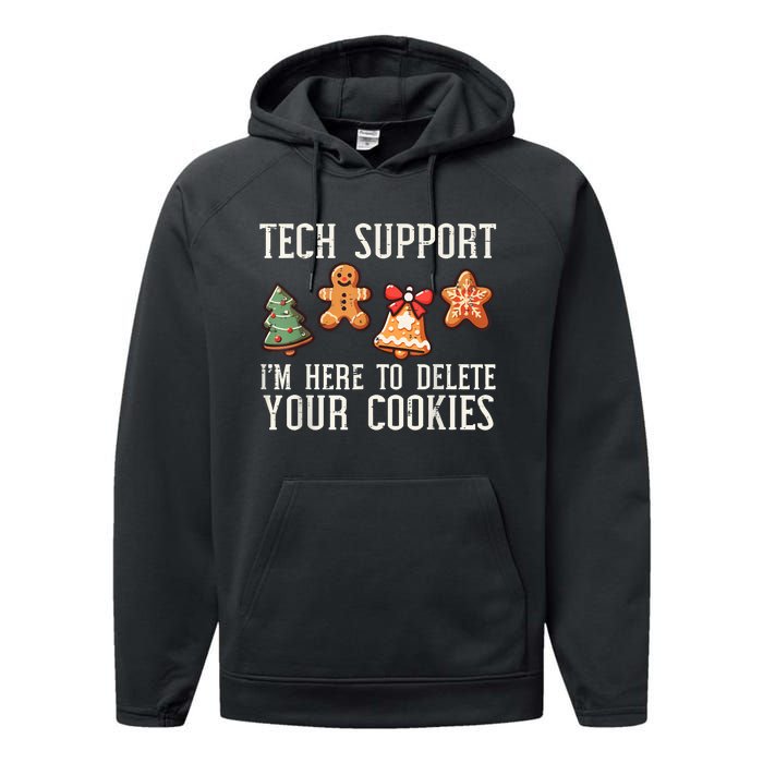 Christmas Tech Support Here To Delete Cookies Xmas Performance Fleece Hoodie