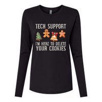 Christmas Tech Support Here To Delete Cookies Xmas Womens Cotton Relaxed Long Sleeve T-Shirt