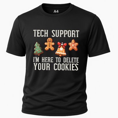 Christmas Tech Support Here To Delete Cookies Xmas Cooling Performance Crew T-Shirt