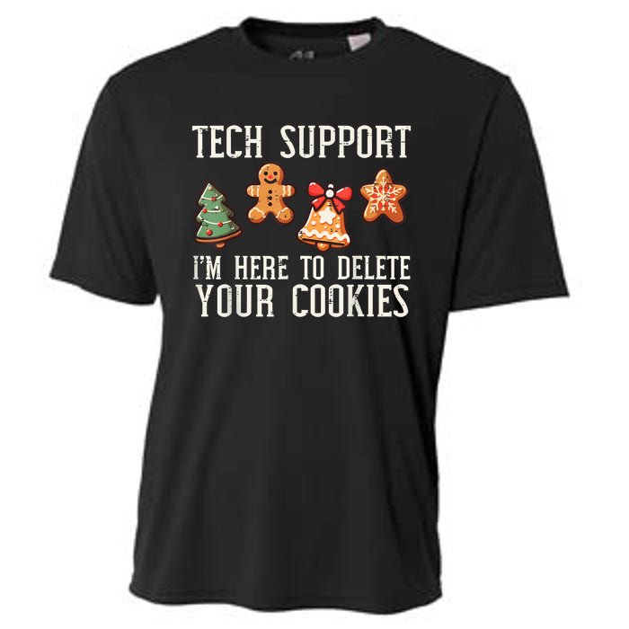 Christmas Tech Support Here To Delete Cookies Xmas Cooling Performance Crew T-Shirt