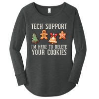 Christmas Tech Support Here To Delete Cookies Xmas Women's Perfect Tri Tunic Long Sleeve Shirt