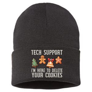 Christmas Tech Support Here To Delete Cookies Xmas Sustainable Knit Beanie