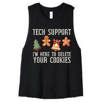 Christmas Tech Support Here To Delete Cookies Xmas Women's Racerback Cropped Tank