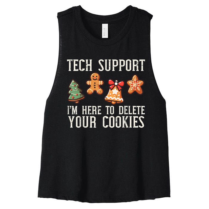 Christmas Tech Support Here To Delete Cookies Xmas Women's Racerback Cropped Tank