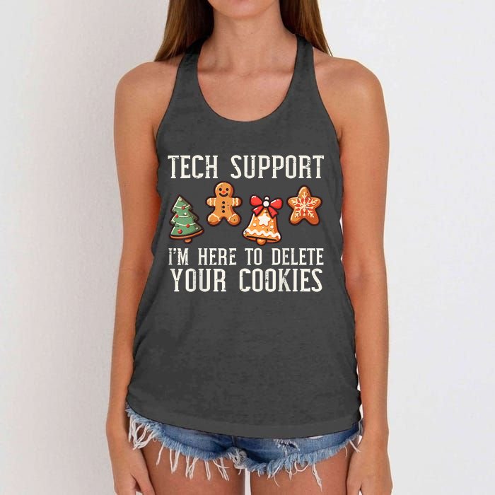 Christmas Tech Support Here To Delete Cookies Xmas Women's Knotted Racerback Tank