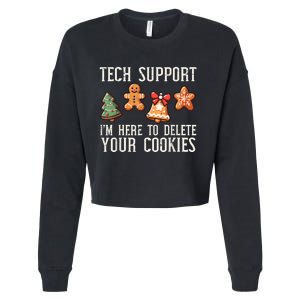 Christmas Tech Support Here To Delete Cookies Xmas Cropped Pullover Crew