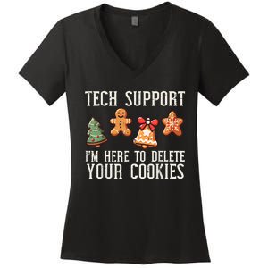 Christmas Tech Support Here To Delete Cookies Xmas Women's V-Neck T-Shirt