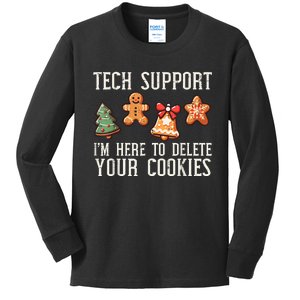 Christmas Tech Support Here To Delete Cookies Xmas Kids Long Sleeve Shirt